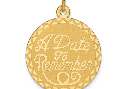 14K A Date TO Remember Disc Charm, 26 x 19mm