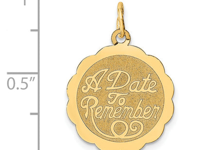 14K A Date TO Remember Disc Charm, 21 x 18mm