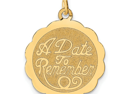 14K A Date TO Remember Disc Charm, 21 x 18mm