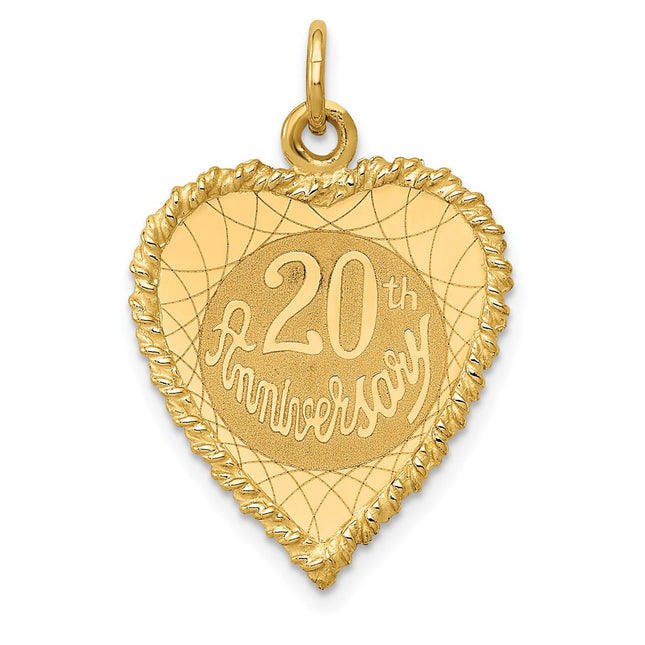 14K Happy 20th Anniversary Charm, 26 x 19mm