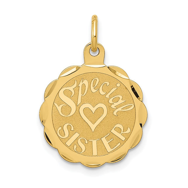 14k Special Sister Charm, 23 x 15mm