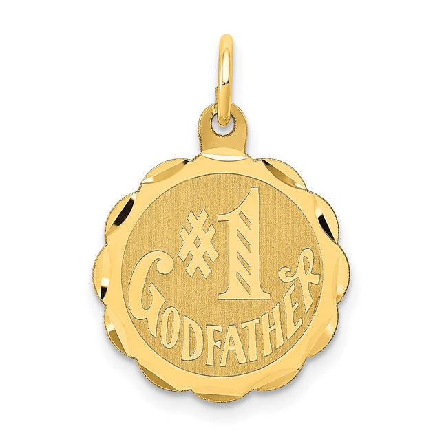 14k #1 Godfather Charm, 17.1 x 19mm