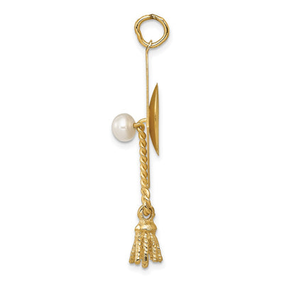 14K Graduation Cap with FW Cultured Pearl Charm