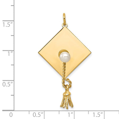 14K Graduation Cap with FW Cultured Pearl Charm