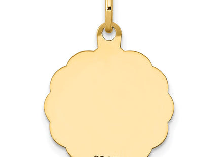 14K gold disc charm, further view
