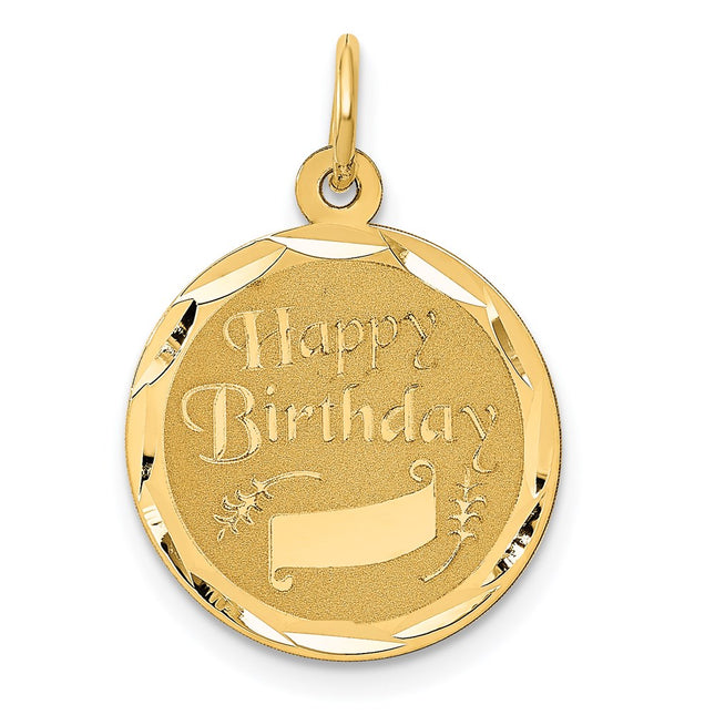 14K Happy Birthday Charm, 21 x 16mm