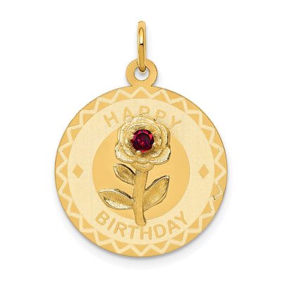 14K gold cubic zirconia disc charm