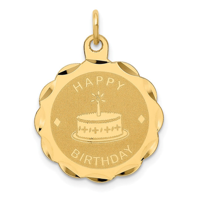14K Happy Birthday Charm, 24 x 19mm