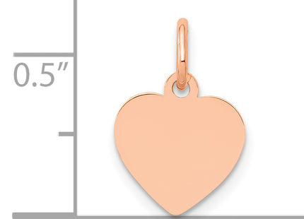 14K Rose Polished Heart Shaped Disc Pendant, 15 x 10mm