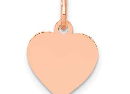 14K Rose Polished Heart Shaped Disc Pendant, 15 x 10mm
