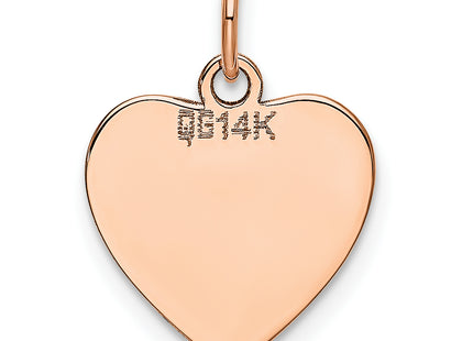 14K Rose Polished Heart Shaped Disc Pendant, 18 x 13mm