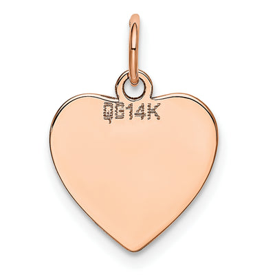 14K Rose Polished Heart Shaped Disc Pendant, 18 x 13mm