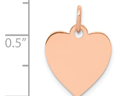 14K Rose Polished Heart Shaped Disc Pendant, 18 x 13mm