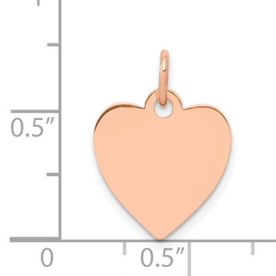 14K Rose Polished Heart Shaped Disc Pendant, 18 x 13mm
