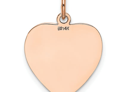 14K Rose Polished Heart Shaped Disc Pendant, 21 x 16mm