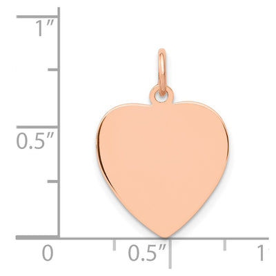 14K Rose Polished Heart Shaped Disc Pendant, 21 x 16mm
