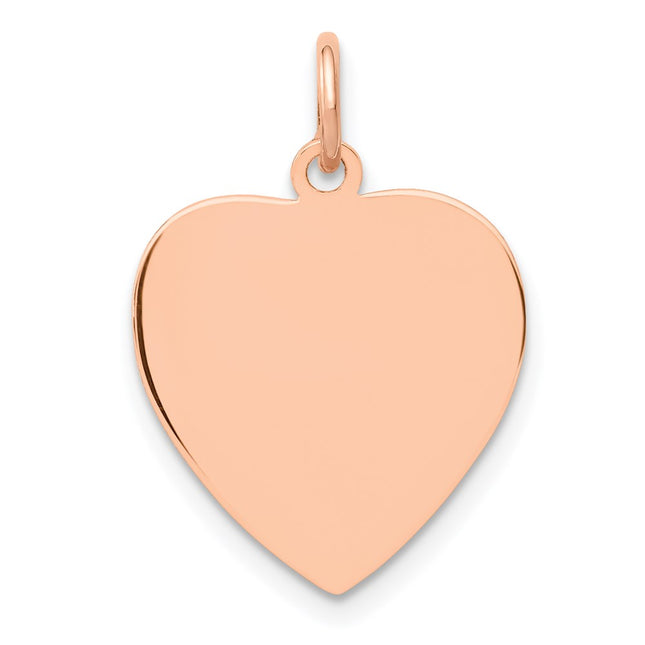 14K Rose Polished Heart Shaped Disc Pendant, 21 x 16mm
