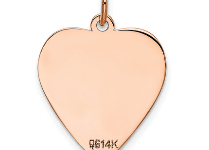 14K Rose Polished Heart Shaped Disc Pendant, 25 x 18mm