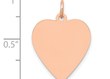 14K Rose Polished Heart Shaped Disc Pendant, 25 x 18mm