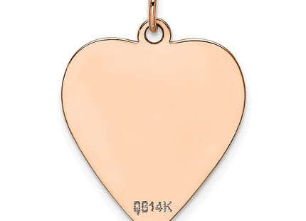 14K Rose Polished Heart Shaped Disc Pendant, 27 x 19mm
