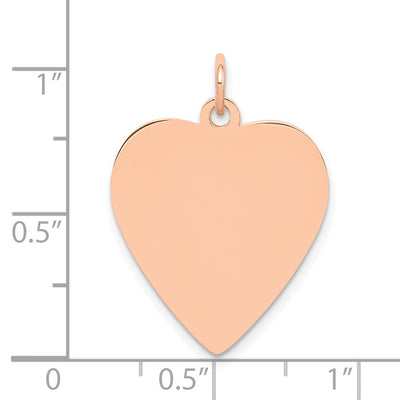14K Rose Polished Heart Shaped Disc Pendant, 27 x 19mm