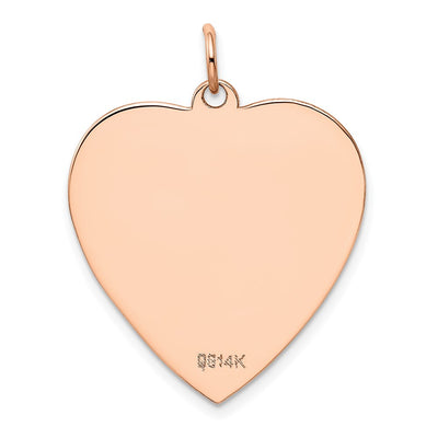 14K Rose Polished Heart Shaped Disc Pendant, 32 x 25mm