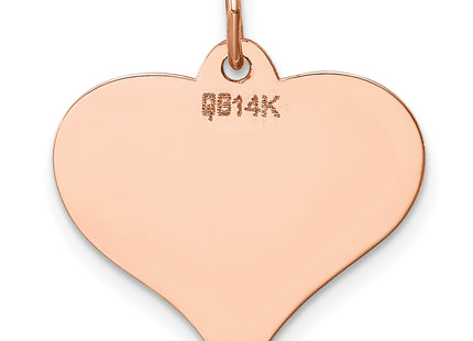 14K Rose Polished Heart Shaped Disc Pendant, 21 x 18mm