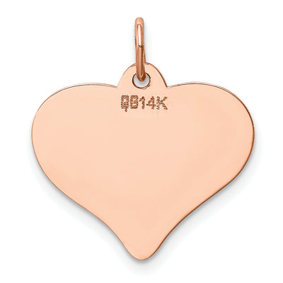 14K Rose Polished Heart Shaped Disc Pendant, 21 x 18mm