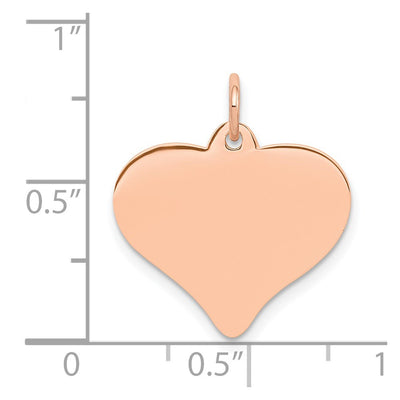 14K Rose Polished Heart Shaped Disc Pendant, 21 x 18mm