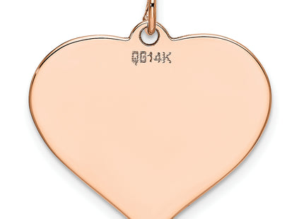 14K Rose Polished Heart Shaped Disc Pendant, 26 x 24mm