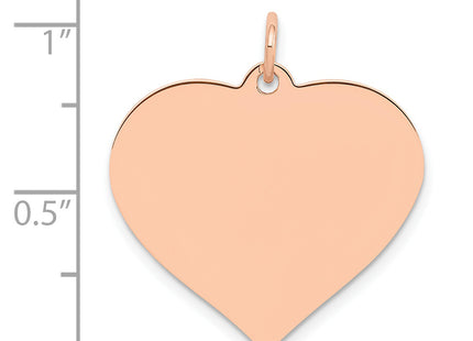 14K Rose Polished Heart Shaped Disc Pendant, 26 x 24mm