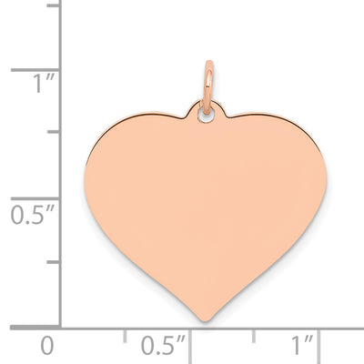 14K Rose Polished Heart Shaped Disc Pendant, 26 x 24mm