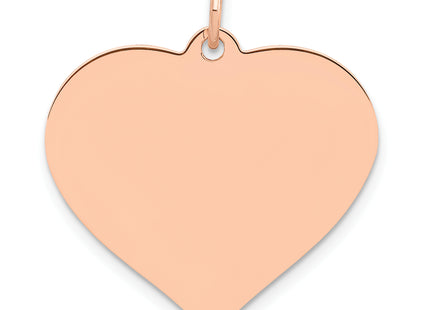 14K Rose Polished Heart Shaped Disc Pendant, 26 x 24mm