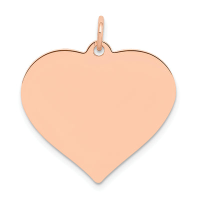 14K Rose Polished Heart Shaped Disc Pendant, 26 x 24mm