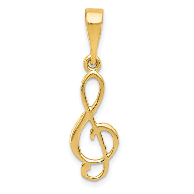 14K Treble Clef Charm, 30 x 10mm