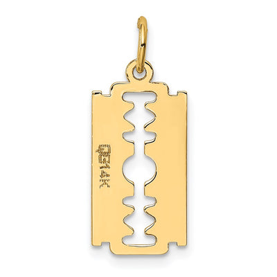 14K Polished Razor Blade Charm