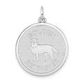 14K White Gold Polished Engravable Golden Retriever Disc Charm