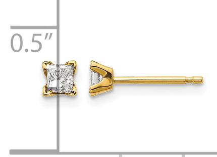 14k VS Quality Complete Princess-cut Diamond Earrings, 2.75 x 2.75mm