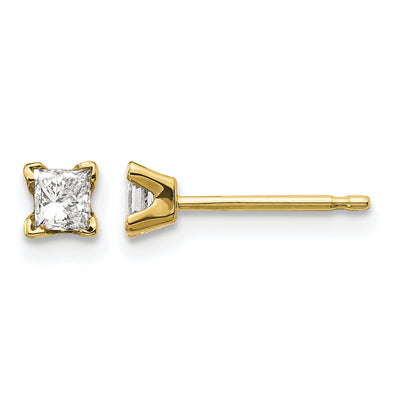 14K AA Quality Complete Princess-cut Diamond Stud Earrings