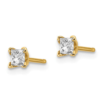 14K VS Quality Complete Princess-cut Diamond Earrings, 3 x 3mm
