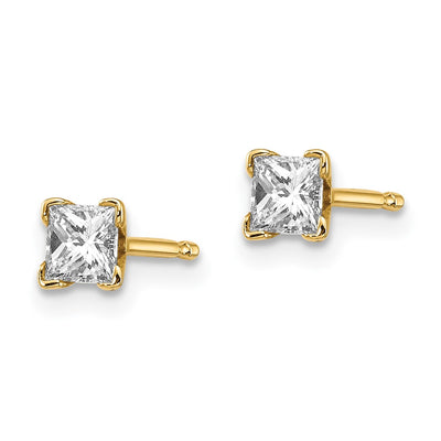14K VS Quality Complete Princess-cut Diamond Earrings, 3.25 x 3.25mm