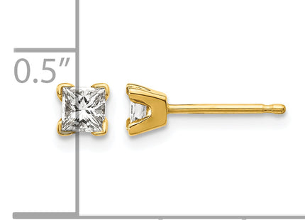 14k VS Quality Complete Princess-cut Diamond Earrings, 3.25 x 3.25mm