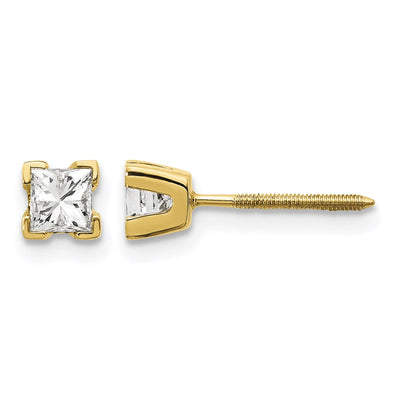 14K VS Quality Complete Princess-cut Diamond Earrings, 3.5 x 3.5mm