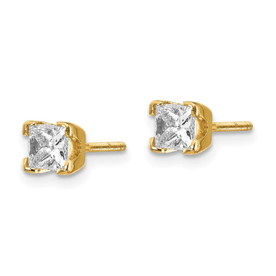 14K AA Quality Complete Princess-cut Diamond Stud Earrings