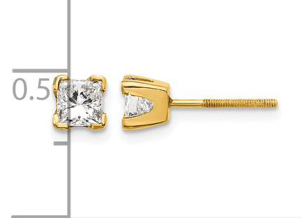 14k VS Quality Complete Princess-cut Diamond Earrings, 3.75 x 3.75mm