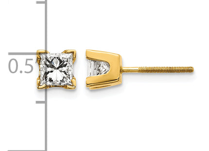 14k VS Quality Complete Princess-cut Diamond Earrings, 4 x 4mm