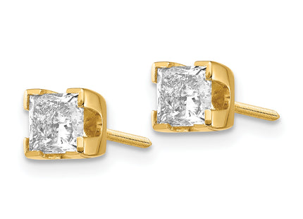 14k Princess-cut Stud Earring Mountings, 4.5 x 4.5mm