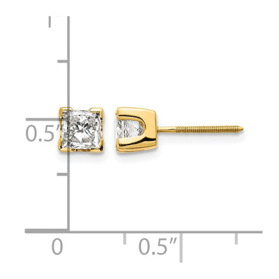 14K VS Quality Complete Princess-cut Diamond Earrings, 4.5 x 4.5mm
