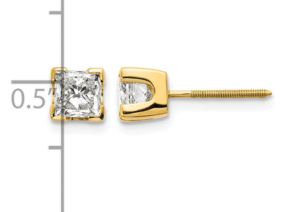 14k Princess-cut Stud Earring Mountings, 4.5 x 4.5mm