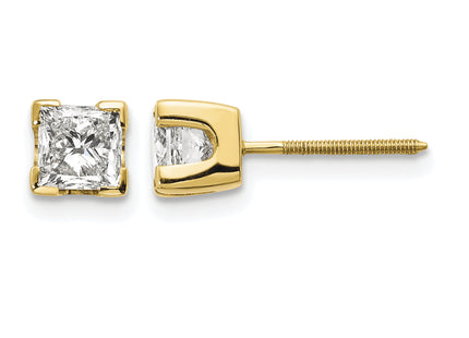 14k Princess-cut Stud Earring Mountings, 4.5 x 4.5mm